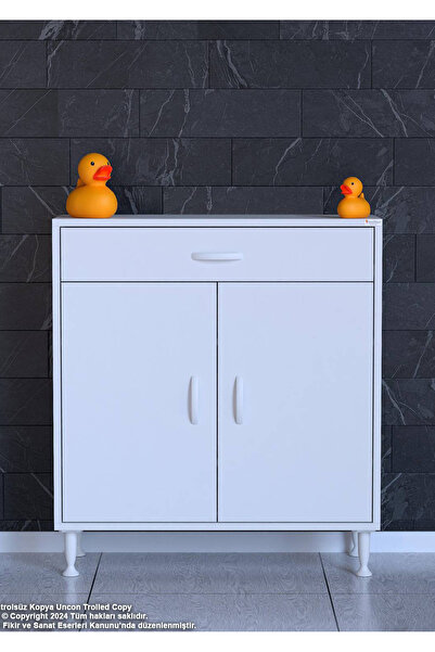 Modilayn 85 x 88 x 32,5 cm’lik 1 Çekmece 1 Kapak 2 RAF 3 Gözlü Organizatör Mutfak Dolabı Çok Amaçlı Dolap