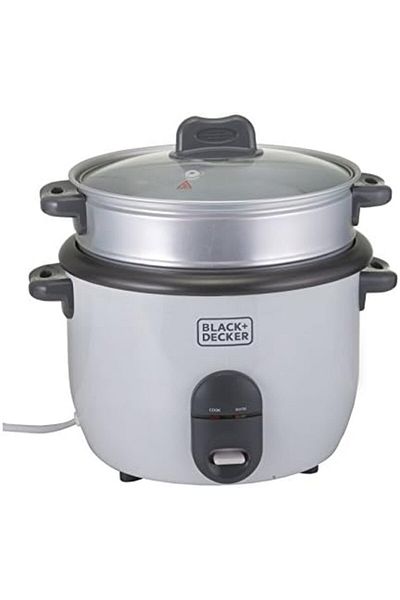 Blackdekor Black & Decker Rice Cooker, 700W Power, 1.8L, Removable Non-Stick Bowl & Steaming Tray with Water Le