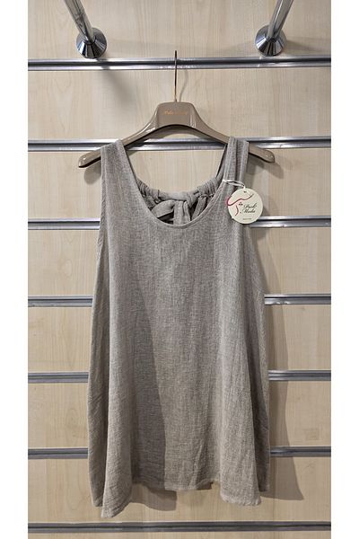 Park Moda Ленена блуза с нулеви ръкави и връзки отзад