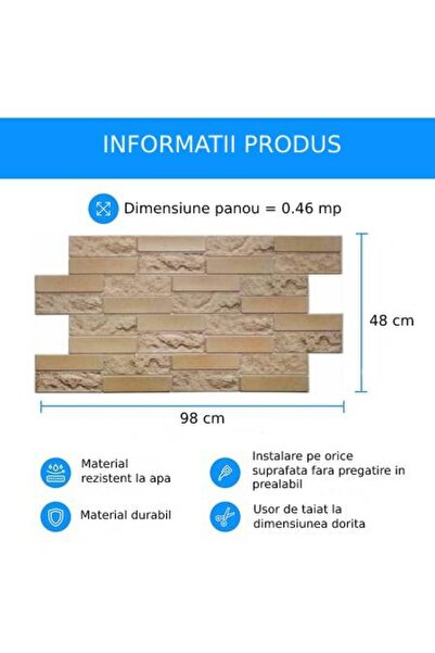 UnicSpot Panou decorativ PVC, brick, 98x48x0.3 cm