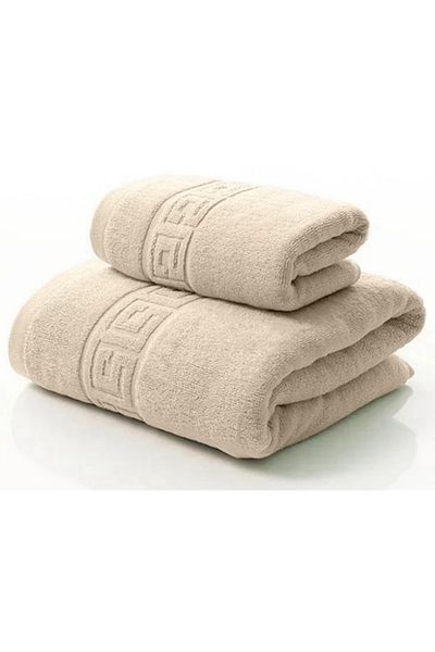 OEM Set 2 Premium Cotton Bath Towels, 50x90cm, 70x140cm, Beige