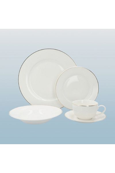 Bien Servi 20-Piece Gold Rim Dinner Set White and Gold