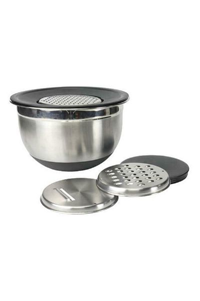 Chef Craft Stainless Steel Mixing Bowl with 3 Graters Silver