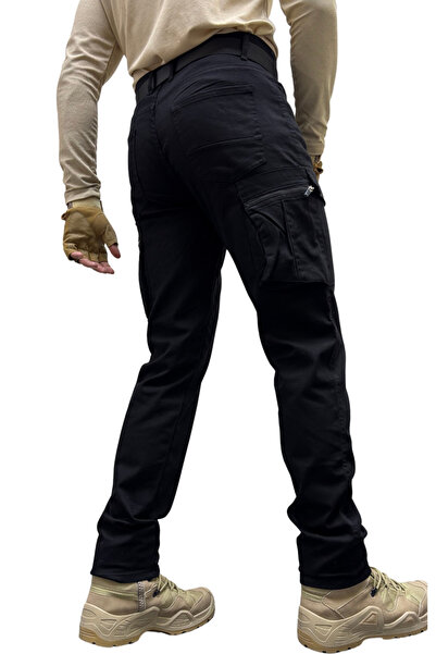 Polviton Men's Cargo Pants Tactical Combat Side Pockets