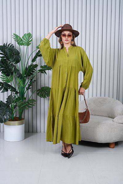 EL jadida Women's Plus Size Hijab Viscose Dress Fat Green