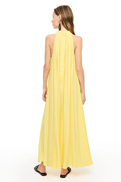 Perspective Sarı Decisive Rahat Kalıp Diz Altı Elbise