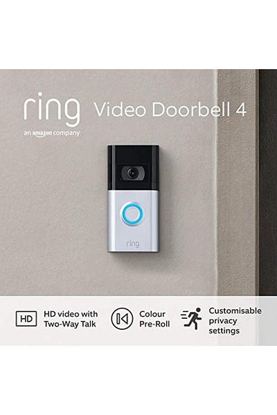 Ring Video Doorbell 4 by Amazon - HD video with two-way talk, color pre-roll video previews, battery