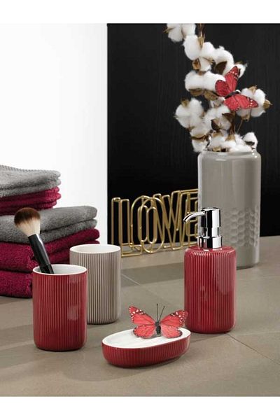 Kela Ava red ceramic soap dispenser 350 ml