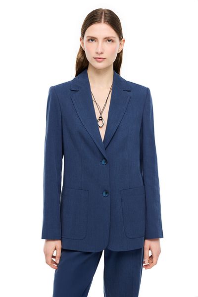 Perspective Navy Blue Loresi Regular Fit Jacket