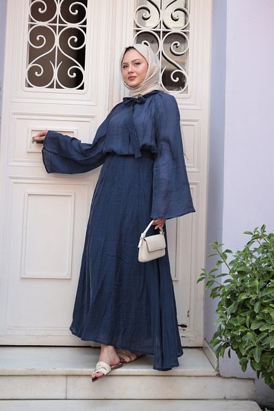 LOCCO Women's Collar Lace Detailed Double Suit Navy Blue