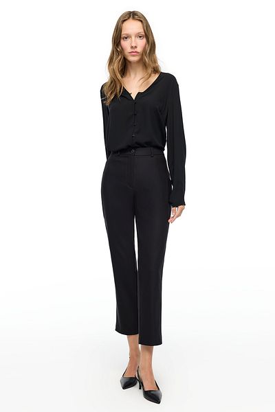 Perspective Black Dellas Regular Fit High Waist Trousers