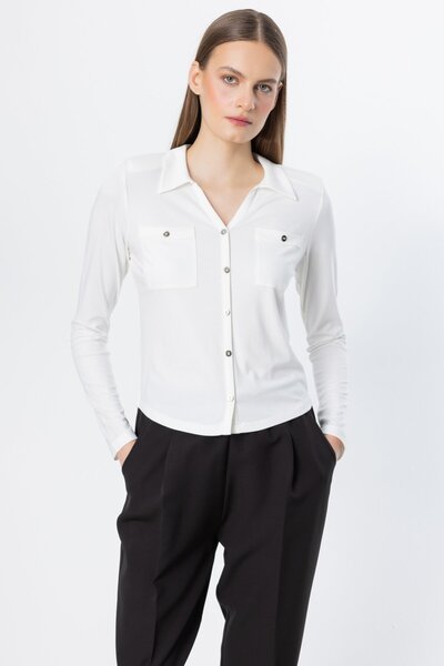 ON Blouse with Ornamental Buttons and Pocket Detail