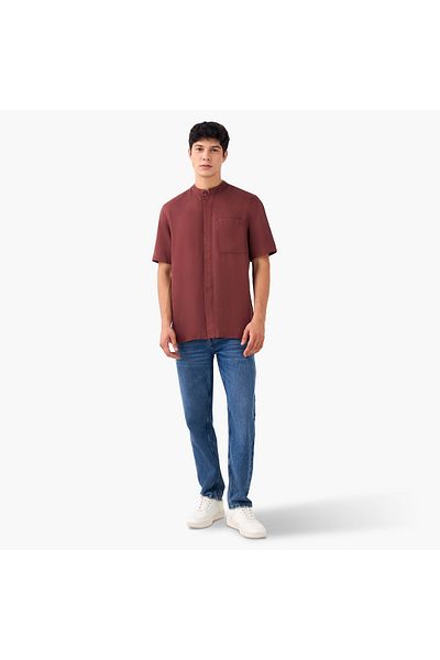 Lee Cooper Regular Fit Mandarin Collar Tencel Shirt