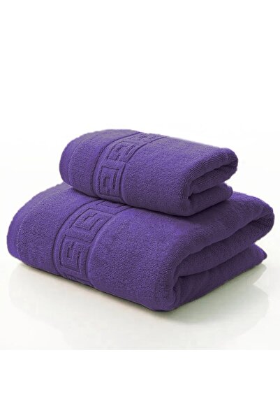 OEM Set 2 Bath Towels Cotton, 50x90 cm & 70x140 cm, Purple