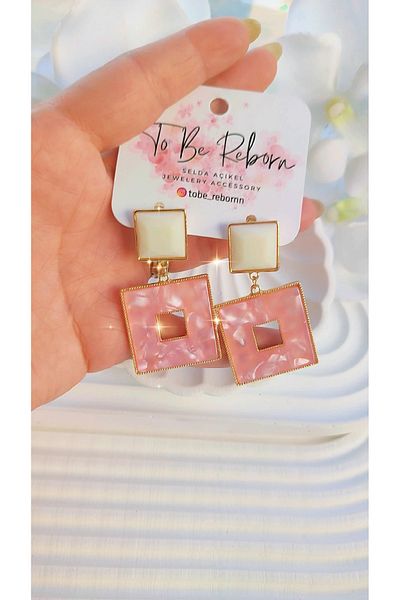 To Be Reborn Steel Enamel Square Model Earrings New Season Trend Models