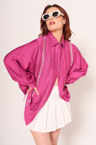 ALOFA Şerit Taş Baskılı Gömlek