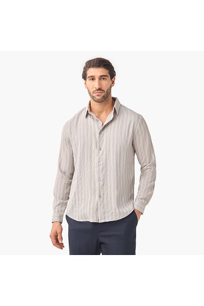Iconic Iconic Regular Fit Striped Collared Shirt with Long Sleeves