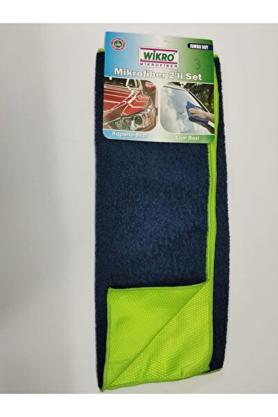 Wikro mikrofiber 2 li oto temilzik bezi ( Kaporta ve cam bezi )