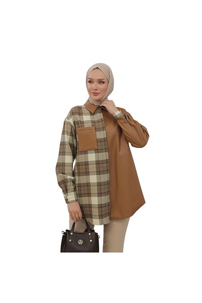 Armine Women's Shirt Collar Hidden Button Tunic 24Kt405