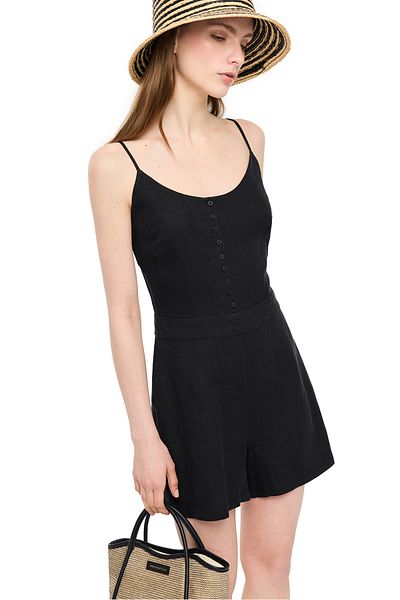 Perspective Black Holas Regular Fit U Neck Short Length Jumpsuit