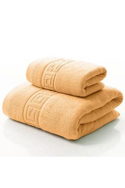 Modis Set 2 Premium Cotton Bath Towels, 50X90 cm and 70X140 cm, Light Mustard