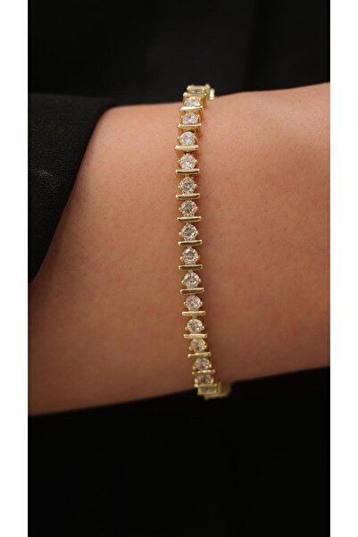 Jerie Gold 14k XP İnce Plaka Detaylı Su Yolu Bileklik
