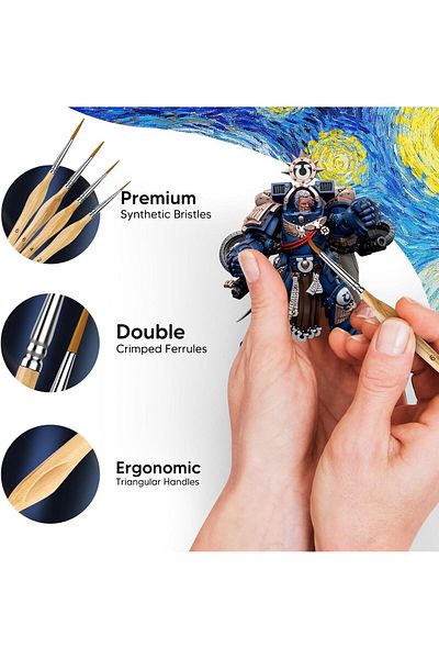 fulina 10 Pcs Paint Brush Set,Miniature Brushes for Fine Detailing & Art Painting