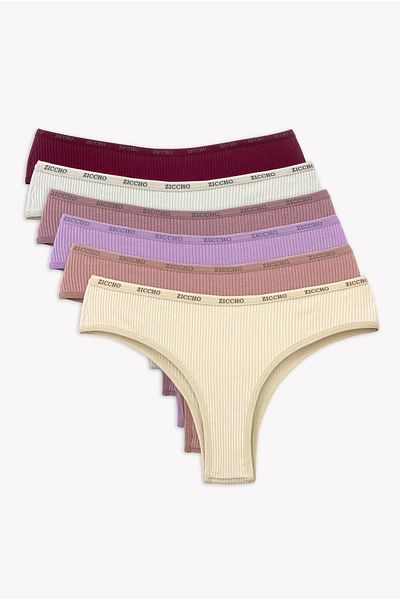 ZICCHO Boxed 6 Pieces Ribbed Women's Brazilian Panties