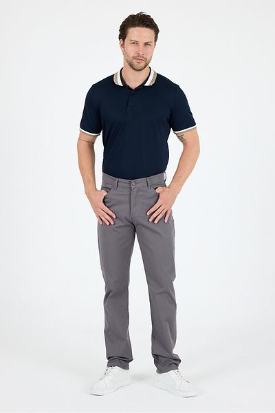 Rodi Men's Regular Fit Gabardine 98% Cotton 2% Elastane Comfortable Casual Classic Straight Cut Trousers 1162