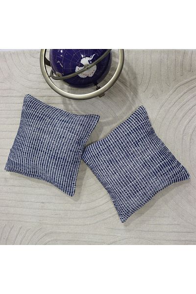 Danube Home Gleam Hand Woven Cushion 50x50cm White/blue | Cover: 80% Cotton 20% Other Fibers -1 Piece