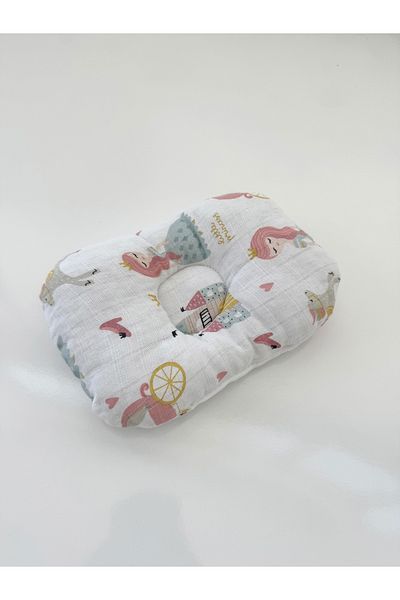 Jaju Baby Muslin Princess Pattern Fabric Baby Pillow Flat Head Syndrome Preventive Pillow