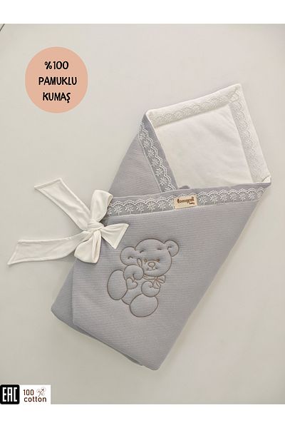 Tomuycuk Teddy Bear Embroidered 100% Cotton 85X85Cm Baby Blanket |   Girls Boys Seasonal Sleeping Swaddle