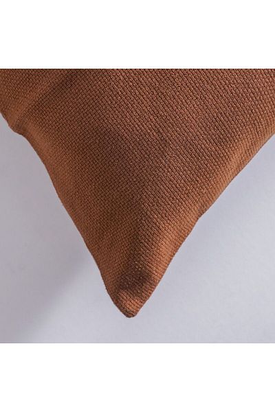 Danube Home Gleam Solid Texture Cushion Cover - Brown - 50x50 cm | Cotton Couch Pillow Cover