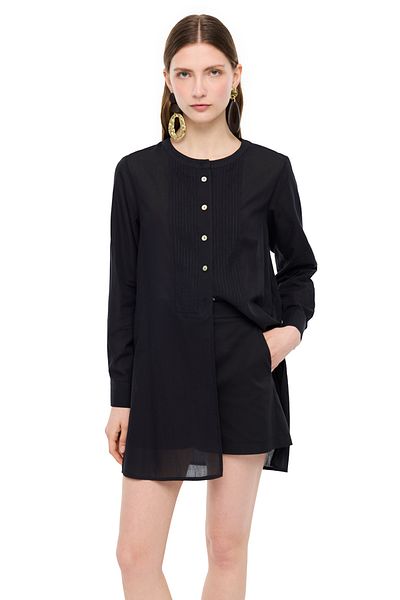 Perspective Judge Collar Cotton Long Sleeve Shirt