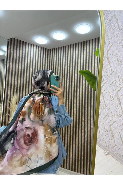 İSTANBULSTYLEMODA Flower Patterned Soft Shal 180X65