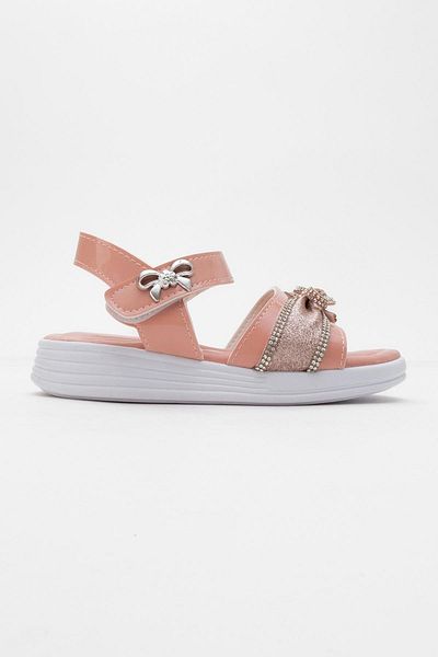 CCWAY AYAKKABI Children's Stoned Velcro Sandals Pudra