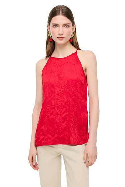Perspective Red Deylas Regular Fit Halter Neck Blouse