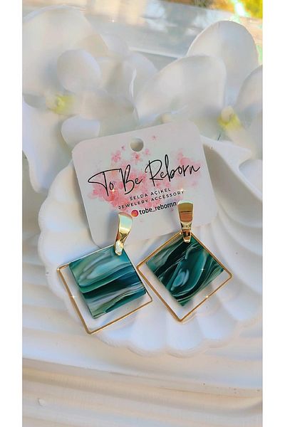 To Be Reborn Steel Enamel Baklava Model Earrings New Season
