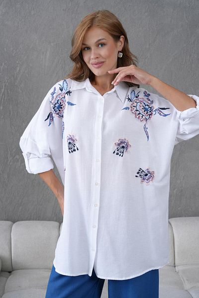 BURRASCA Embroidered Oversize Linen Shirt
