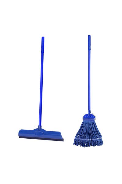 Blackstone 2-in-1 Cleaning Kit – Wet Mop & Floor Squeegee Set with 120cm Handle | Commercial Cleaning Tool