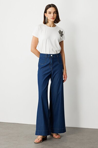 Ekol Geniş Paça Cep Detaylı Pantolon