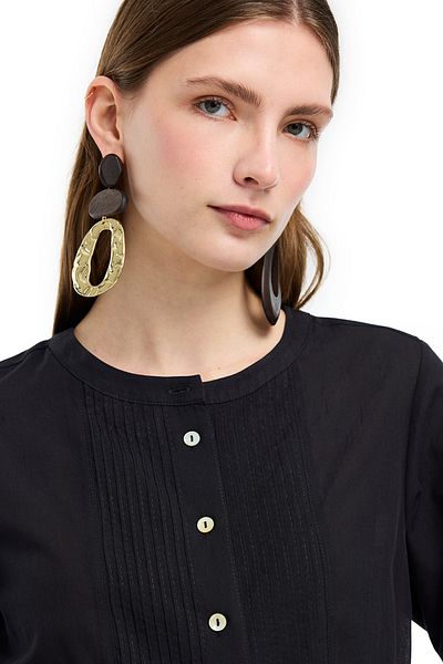 Perspective Judge Collar Cotton Long Sleeve Shirt