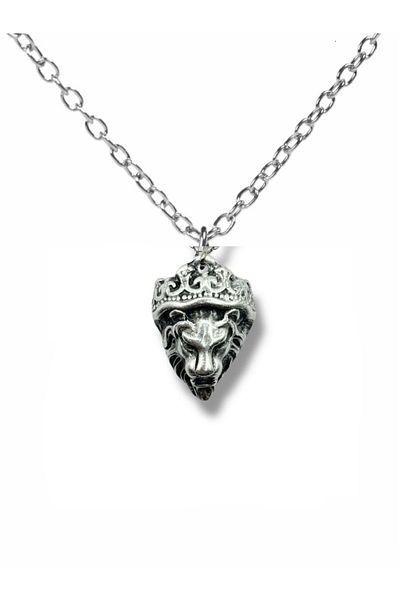 Herşey Nota Lion King – Unisex Necklace with Crowned Lion Head Figure (60 cm Chain)