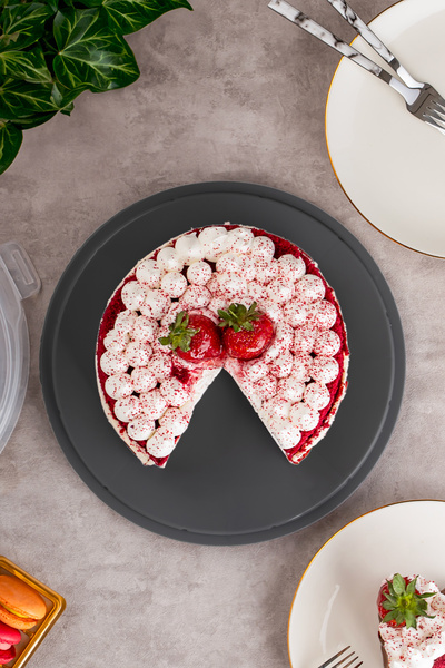 Porsima 1091 Round Cake Pastry Pie Storage Container - Transporting Pan with Locking Lid 25 cm