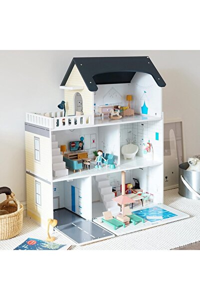 Factory Price بيت الدمية الخشبي الكبير الكلاسيكي للعب التظاهري مع الأثاث المصغر