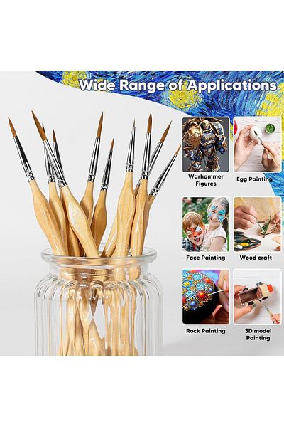 fulina 10 Pcs Paint Brush Set,Miniature Brushes for Fine Detailing & Art Painting