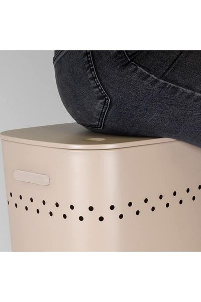 Kela Malaga chair laundry basket beige metal 39.5x29.5x57.5cm