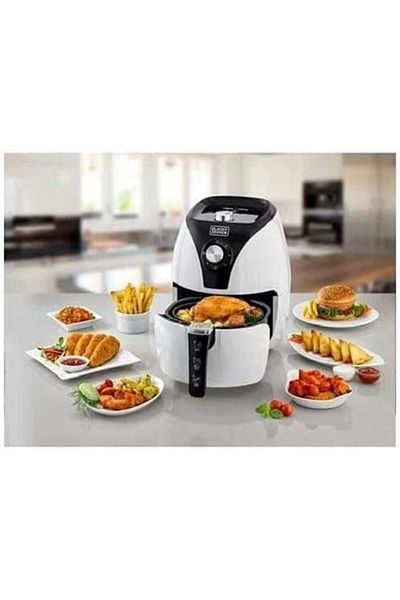 Blackdekor Black+Decker 2.5L 1500W Manual Aerofry Air Fryer With Rapid Air Convection Technology, White/Black -