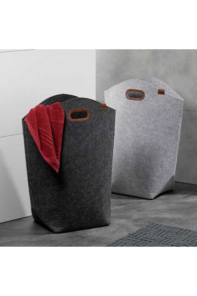 Kela Fay laundry bag, light gray felt, 52x24 cm