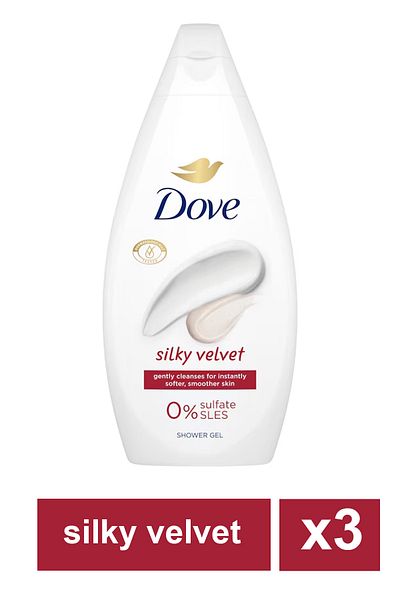 Dove Essential Care Silky Velvet shower gel, 450ml x3PCS